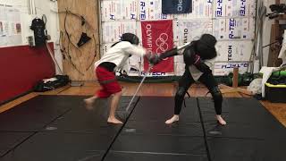 Thai Dual Swords versus Sword Buckler HEMA Sparring [upl. by Weixel]