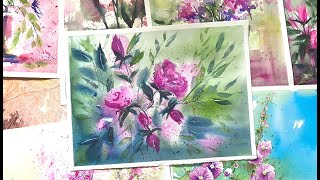 Paint Beautiful LOOSE WATERCOLOR ROSES with me Lois Watercolour Landscape Painting For Beginners [upl. by Gass273]