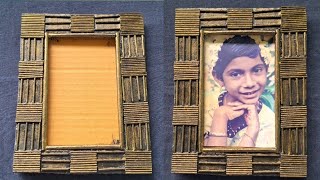 Photo frame  photo frame making at home  cardboard photo frames  frame making  best out of waste [upl. by Aniroz]