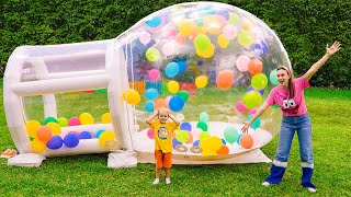 Chris and Mom build inflatable playhouse and other funny stories for kids [upl. by Gemmell]