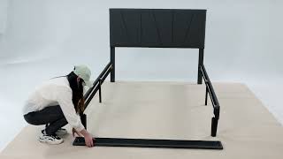 How to Assemble Upholstered Platform Bed Frame USAN1023808 [upl. by Anibas708]