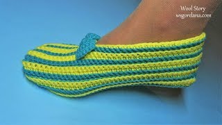 DIY Crochet Simple Slippers Tutorial Heklane popke – jednostavan rad [upl. by Ocsirf]