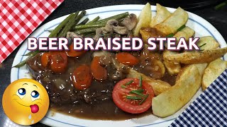 Beer Braised Steak  Crock Pot  Slow Cooker Method 😋🇬🇧 [upl. by Martens]