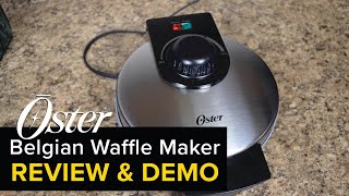 Oster Belgian Waffle Maker  Review amp Demo [upl. by Akinoj]