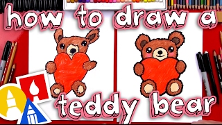 How To Draw A Teddy Bear Holding A Heart [upl. by Doone]