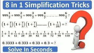 8 in 1 Simplification Trick  Maths Trick  imran sir maths [upl. by Daniela50]