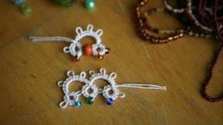 Needle Tatting  2 Adding Beads b method one by RustiKate [upl. by Joost]