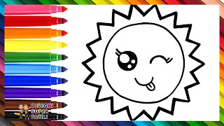 Disegnare e Colorare un Sole Carino 🌞🌈 Disegni per Bambini [upl. by Raquela]