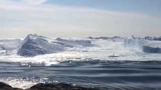 Ilulissat Icefjord  Large iceberg breaking over [upl. by Milde]