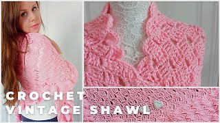 CROCHET VINTAGE PRAYER SHAWL  Crochet Easy Prayer C2C Wrap For Beginners amp Free Written Pattern [upl. by Peppy]