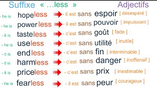 Les adjectifs avec le suffixe less [upl. by Hareehat]