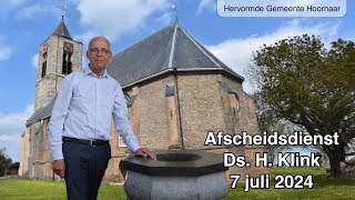 Afscheidsdienst Ds H Klink van de Hervormde Gemeente in Hoornaar [upl. by Veljkov]