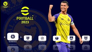 PES 2023 PPSSPP EUROPEU 100 ATUALIZADO com CR7 no ALNASSR  MÚLTIPLAS CÂMERAS e MUITO MAIS [upl. by Bakerman]