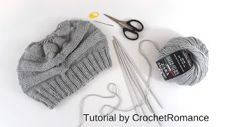 Cappello ai ferri a righe con gioco di ferri o ferri circolari Tutorial by CrochetRomance [upl. by Elocn]