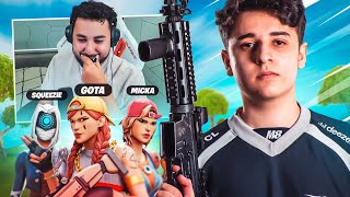 NOTRE JOUEUR PRO NOUS CARRY SUR FORTNITE 😎 ft Squeezie Mickalow amp Snayzy [upl. by Ysor916]