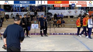 8e PUCCINELLI vs CLAUDY  Mondial à pétanque de Montpellier 3M 2021 [upl. by Edison]