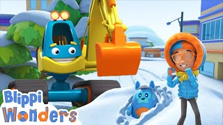 Blippis Snowy EXCAVATOR Song  Blippi Wonders Educational Cartoons [upl. by Danice654]