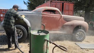 What a difference 😵 Sandblasting the 1940 Ford Coupe [upl. by Qidas]