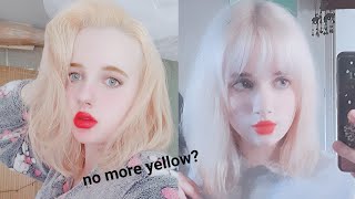 TONING MY YELLOW HAIR TO ASH BLONDE USING FANOLA NO YELLOW SHAMPOO [upl. by Atterehs116]