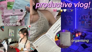 PRODUCTIVE vlog🌟organising skincare journaling workout  more [upl. by Niwrud]