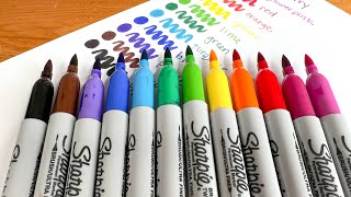 NEW Sharpie Dual Ended Brush Markers Review Color Names Techniques and Lettering [upl. by Aiciram]