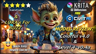 Krita AI ColorFul and Level 4 Model review and LORA for BUZZ [upl. by Naiditch]