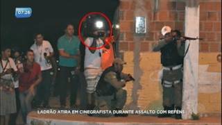 Ladrão atira em cinegrafista durante assalto a casa lotérica [upl. by Bobseine]