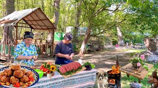 Fried Meatballs With Vegetables In A Cauldron VILLAGE LIFE [upl. by Godfree]