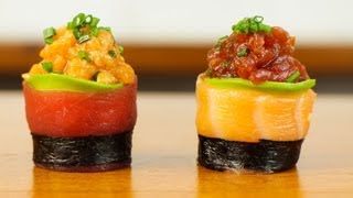 Spicy Tuna Salmon Sushi Roll  Beautiful Food Recipe [upl. by Peonir]