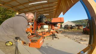 Quarter sawing white oak on the lt35 Woodmizer sawmill [upl. by Katti633]