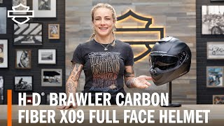 HarleyDavidson Brawler Carbon Fiber X09 Full Face with Sun Shield Motorcycle Helmet Overview [upl. by Budding323]