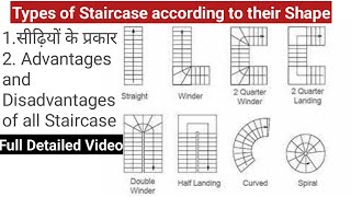 TYPES of STAIRCASE  CLASSIFICATION OF STAIRCASES  सीढ़ियों के प्रकार  Stairs [upl. by Orva]