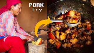 Best Nepali Style Pork cooking and eating  Cooking on Fire  KanchhiKitchen [upl. by Urba524]