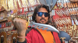 Indian Sword Market Pushkar Hollywood फिल्मी तलवारे बंदूक छुरा छुरीदेशी Traditional Market in India [upl. by Tallbot387]