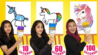 10 SECONDS Vs 60 SECONDS Vs 100 SECONDS DRAWING CHALLENGE 😂EXTREME FUNNY DRAWING CHALLENGE PULLOTHI [upl. by Oirad]