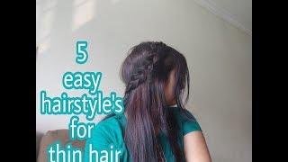 5 easy hairstyle tutorial for thin hair  quick back to school hair do  latest hairstyle  2018 [upl. by Nnylekoorb]