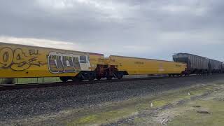 UP 9825 westbound manifest heading through TurlockCalifornia [upl. by Anirat]