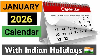 Jan 2026 Calendar  26 Jan 2026  Makar Sankranti  Pongal 2026  New Year 2026  Calendar 2026 [upl. by Olinad506]