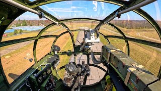 4K B25 Mitchell Nose View  Startup Takeoff LowLevel Flying  TriState Warbird Museum [upl. by Ynnol830]