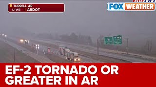 NWS At Least an EF2 Tornado Over Turrell AR [upl. by Charie]