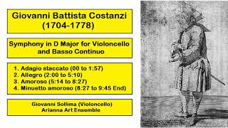 Giovanni Battista Costanzi 17041778  Symphony in D Major for Violoncello and BC [upl. by Nylidam]