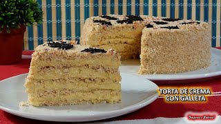 LA MEJOR TORTA DE CREMA CON GALLETA SIN HORNO NI COCCIÓN LA MÁS DELICIOSA Y MÁS FÁCIL IMPOSIBLE [upl. by Sudnor]