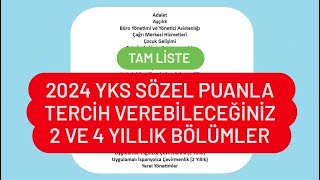 2024 YKS SÖZEL BÖLÜMLER  SÖZELDEN TERCİH VEREBİLECEĞİNİZ 4 VE 2 YILLIK BÖLÜMLER [upl. by Attesor]