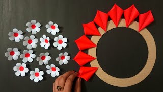 Wall Hanging Craft Ideas With Paper Flowers  Paper Crafts Easy Flower Wall Hanging [upl. by Aidnahs]