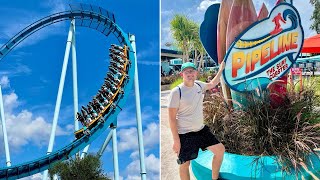 Pipeline The Surf Coaster FIRST RIDE amp Review  SeaWorld Orlando [upl. by Hubey]