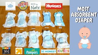 Ultimate Diapers Absorbency Test of Top 10 Brands including Pampers amp Huggies [upl. by Elocen]