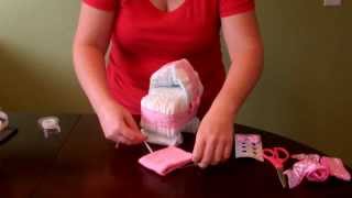 How to make a Diaper Cake Simple Bassinet with wheels for baby shower [upl. by Norret]