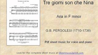 Pergolesi  Tre giorni son che Nina F [upl. by Auhel]