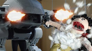 Our RoboCop Remake ED209 shoots puppet Kinney [upl. by Ailhat]