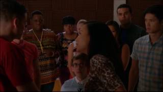 Glee  Santana accuses Puck of stealing Finns jacket 5x03 [upl. by Bartko337]